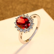 Load image into Gallery viewer, CZCITY Princess Diana William Kate Sapphire Emerald Ruby Gemstone Rings for Women Wedding Engagement Jewelry 925 Sterling Silver
