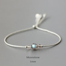Load image into Gallery viewer, Handmade Moonstone Bracelet Thin Rope With Natural Crystal 925 Sterling Silver Beads Personalized Bracelets For Women
