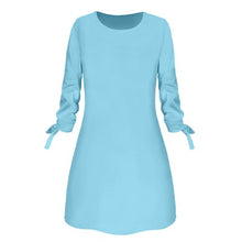 Load image into Gallery viewer, Women Fashion O-neck Solid Bow Elegant Straight Dress Spring Loose Mini Dresses 3/4 Sleeve Bow comfortable Plus Size

