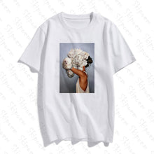 Load image into Gallery viewer, New Cotton Harajuku Aesthetics Tshirt Sexy Flowers Feather Print Short Sleeve Tops &amp; Tees Fashion Casual Couple T Shirt
