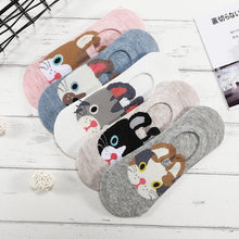 Load image into Gallery viewer, 28 Style 10 Piece=5 Pairs/lot Cute Harajuku Animal Socks Women Summer Korean Cat Bear Rabbit Funny Low Cut Ankle Sock Happy Sox
