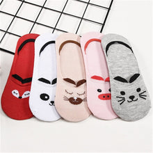 Load image into Gallery viewer, 28 Style 10 Piece=5 Pairs/lot Cute Harajuku Animal Socks Women Summer Korean Cat Bear Rabbit Funny Low Cut Ankle Sock Happy Sox
