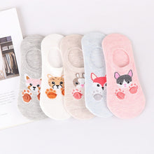 Load image into Gallery viewer, 28 Style 10 Piece=5 Pairs/lot Cute Harajuku Animal Socks Women Summer Korean Cat Bear Rabbit Funny Low Cut Ankle Sock Happy Sox
