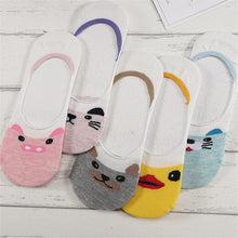 Load image into Gallery viewer, 28 Style 10 Piece=5 Pairs/lot Cute Harajuku Animal Socks Women Summer Korean Cat Bear Rabbit Funny Low Cut Ankle Sock Happy Sox
