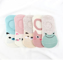 Load image into Gallery viewer, 28 Style 10 Piece=5 Pairs/lot Cute Harajuku Animal Socks Women Summer Korean Cat Bear Rabbit Funny Low Cut Ankle Sock Happy Sox
