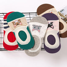 Load image into Gallery viewer, 28 Style 10 Piece=5 Pairs/lot Cute Harajuku Animal Socks Women Summer Korean Cat Bear Rabbit Funny Low Cut Ankle Sock Happy Sox
