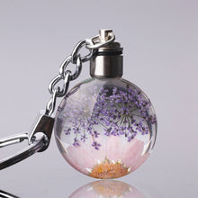 Load image into Gallery viewer, Luyun Small fresh dried flower keychain round crystal glass key chain key ring Wholesale
