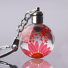 Load image into Gallery viewer, Luyun Small fresh dried flower keychain round crystal glass key chain key ring Wholesale
