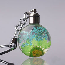 Load image into Gallery viewer, Luyun Small fresh dried flower keychain round crystal glass key chain key ring Wholesale
