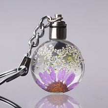 Load image into Gallery viewer, Luyun Small fresh dried flower keychain round crystal glass key chain key ring Wholesale
