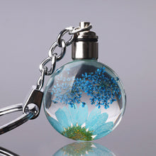 Load image into Gallery viewer, Luyun Small fresh dried flower keychain round crystal glass key chain key ring Wholesale
