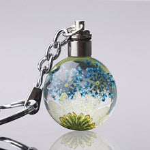 Load image into Gallery viewer, Luyun Small fresh dried flower keychain round crystal glass key chain key ring Wholesale
