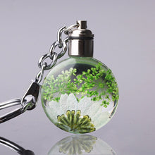 Load image into Gallery viewer, Luyun Small fresh dried flower keychain round crystal glass key chain key ring Wholesale
