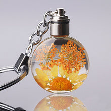 Load image into Gallery viewer, Luyun Small fresh dried flower keychain round crystal glass key chain key ring Wholesale
