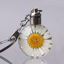 Load image into Gallery viewer, Luyun Small fresh dried flower keychain round crystal glass key chain key ring Wholesale
