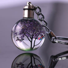 Load image into Gallery viewer, Luyun Small fresh dried flower keychain round crystal glass key chain key ring Wholesale
