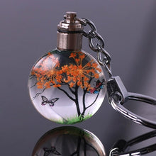 Load image into Gallery viewer, Luyun Small fresh dried flower keychain round crystal glass key chain key ring Wholesale
