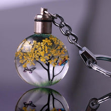 Load image into Gallery viewer, Luyun Small fresh dried flower keychain round crystal glass key chain key ring Wholesale
