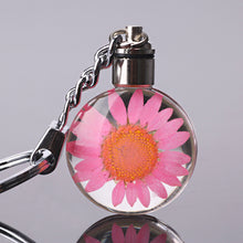 Load image into Gallery viewer, Luyun Small fresh dried flower keychain round crystal glass key chain key ring Wholesale
