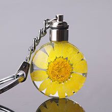 Load image into Gallery viewer, Luyun Small fresh dried flower keychain round crystal glass key chain key ring Wholesale
