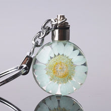 Load image into Gallery viewer, Luyun Small fresh dried flower keychain round crystal glass key chain key ring Wholesale
