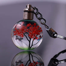 Load image into Gallery viewer, Luyun Small fresh dried flower keychain round crystal glass key chain key ring Wholesale
