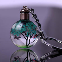 Load image into Gallery viewer, Luyun Small fresh dried flower keychain round crystal glass key chain key ring Wholesale
