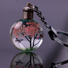 Load image into Gallery viewer, Luyun Small fresh dried flower keychain round crystal glass key chain key ring Wholesale
