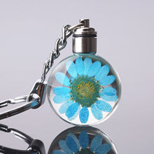 Load image into Gallery viewer, Luyun Small fresh dried flower keychain round crystal glass key chain key ring Wholesale
