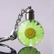 Load image into Gallery viewer, Luyun Small fresh dried flower keychain round crystal glass key chain key ring Wholesale
