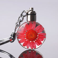 Load image into Gallery viewer, Luyun Small fresh dried flower keychain round crystal glass key chain key ring Wholesale
