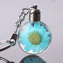 Load image into Gallery viewer, Luyun Small fresh dried flower keychain round crystal glass key chain key ring Wholesale
