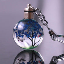 Load image into Gallery viewer, Luyun Small fresh dried flower keychain round crystal glass key chain key ring Wholesale
