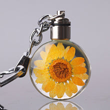 Load image into Gallery viewer, Luyun Small fresh dried flower keychain round crystal glass key chain key ring Wholesale
