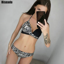 Load image into Gallery viewer, Riseado Sexy Push Up Bikinis Leaf Print Swimwear Women Summer Bathing Suit Women Halter biquini Beach Wear Bikini Mujer
