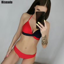 Load image into Gallery viewer, Riseado Sexy Push Up Bikinis Leaf Print Swimwear Women Summer Bathing Suit Women Halter biquini Beach Wear Bikini Mujer
