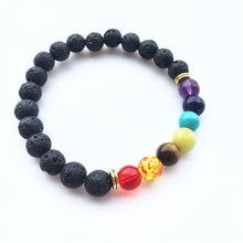 Load image into Gallery viewer, Black Lava Rock 8mm Beads 7 Chakra Healing Balance Bracelet for Men Women Reiki Prayer Stone Yoga Chakra Bracelet Drop Shipping
