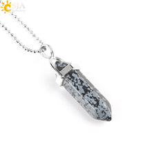 Load image into Gallery viewer, CSJA Real Raw Gem Pink Purple Crystal Hexagonal Bullet Reiki Point Chakra Natural Stone Pendant 2020 Necklace Women Jewelry E056
