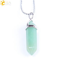 Load image into Gallery viewer, CSJA Real Raw Gem Pink Purple Crystal Hexagonal Bullet Reiki Point Chakra Natural Stone Pendant 2020 Necklace Women Jewelry E056
