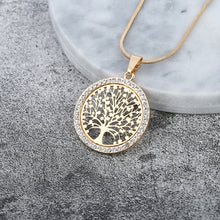 Load image into Gallery viewer, Hot Tree of Life Crystal Round Small Pendant Necklace Gold Silver Colors Bijoux Collier Elegant Women Jewelry Gifts Dropshipping
