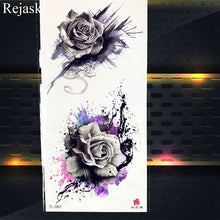 Load image into Gallery viewer, Purple Rose Jewelry Water Transfer Tattoo Stickers Women Body Chest Art Temporary Tattoo Girl Waist Bracelet Flash Tatoos Flower

