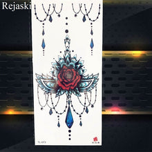 Load image into Gallery viewer, Purple Rose Jewelry Water Transfer Tattoo Stickers Women Body Chest Art Temporary Tattoo Girl Waist Bracelet Flash Tatoos Flower
