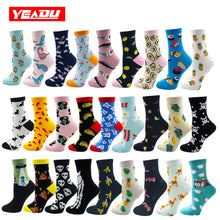 Load image into Gallery viewer, YEADU Women's Socks Japanese Cotton Colorful Cartoon Cute Funny Happy kawaii Skull Alien Avocado Socks for Girl Christmas Gift
