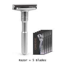 Load image into Gallery viewer, QSHAVE Adjustable Safety Razor Double Edge Classic Mens Shaving Mild to Aggressive 1-6 File Hair Removal Shaver it with 5 Blades
