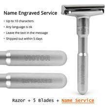 Load image into Gallery viewer, QSHAVE Adjustable Safety Razor Double Edge Classic Mens Shaving Mild to Aggressive 1-6 File Hair Removal Shaver it with 5 Blades
