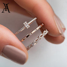 Load image into Gallery viewer, AY 3Pcs/Set Fashion Geometry Intersect Crystal Rings Set For Women Girls Engagement Wedding Rings Female Party Jewelry Gifts

