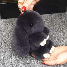 Load image into Gallery viewer, 14cm Cute Pluff Bunny Keychain Rex Genuine Rabbit Fur Key Chains For Women Bag Toys Doll Fluffy Pom Pom Lovely Pompom Keyring
