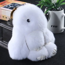 Load image into Gallery viewer, 14cm Cute Pluff Bunny Keychain Rex Genuine Rabbit Fur Key Chains For Women Bag Toys Doll Fluffy Pom Pom Lovely Pompom Keyring
