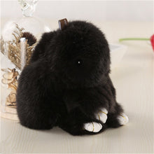 Load image into Gallery viewer, 14cm Cute Pluff Bunny Keychain Rex Genuine Rabbit Fur Key Chains For Women Bag Toys Doll Fluffy Pom Pom Lovely Pompom Keyring
