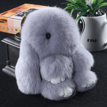 Load image into Gallery viewer, 14cm Cute Pluff Bunny Keychain Rex Genuine Rabbit Fur Key Chains For Women Bag Toys Doll Fluffy Pom Pom Lovely Pompom Keyring

